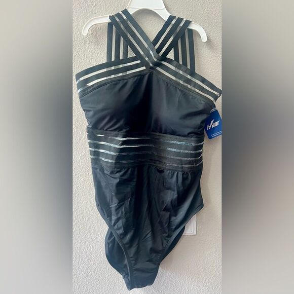 Hilor Sexy One Piece Swimsuit Mesh Criss Cross Tummy Control Size M/8~NWT - Picture 2 of 7